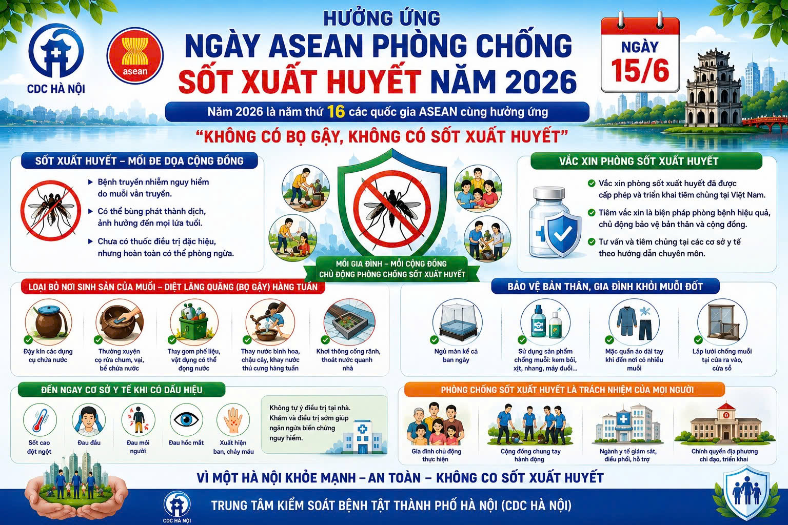 Hưởng ứng Ngày ASEAN phòng, chống sốt xuất huyết năm 2026 (15/6)